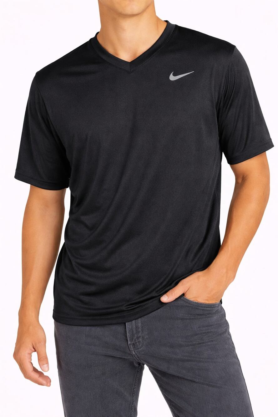 Nike Dri-FIT Black Gray Gradient Fade Tennis Shirt Men's L Athletic
